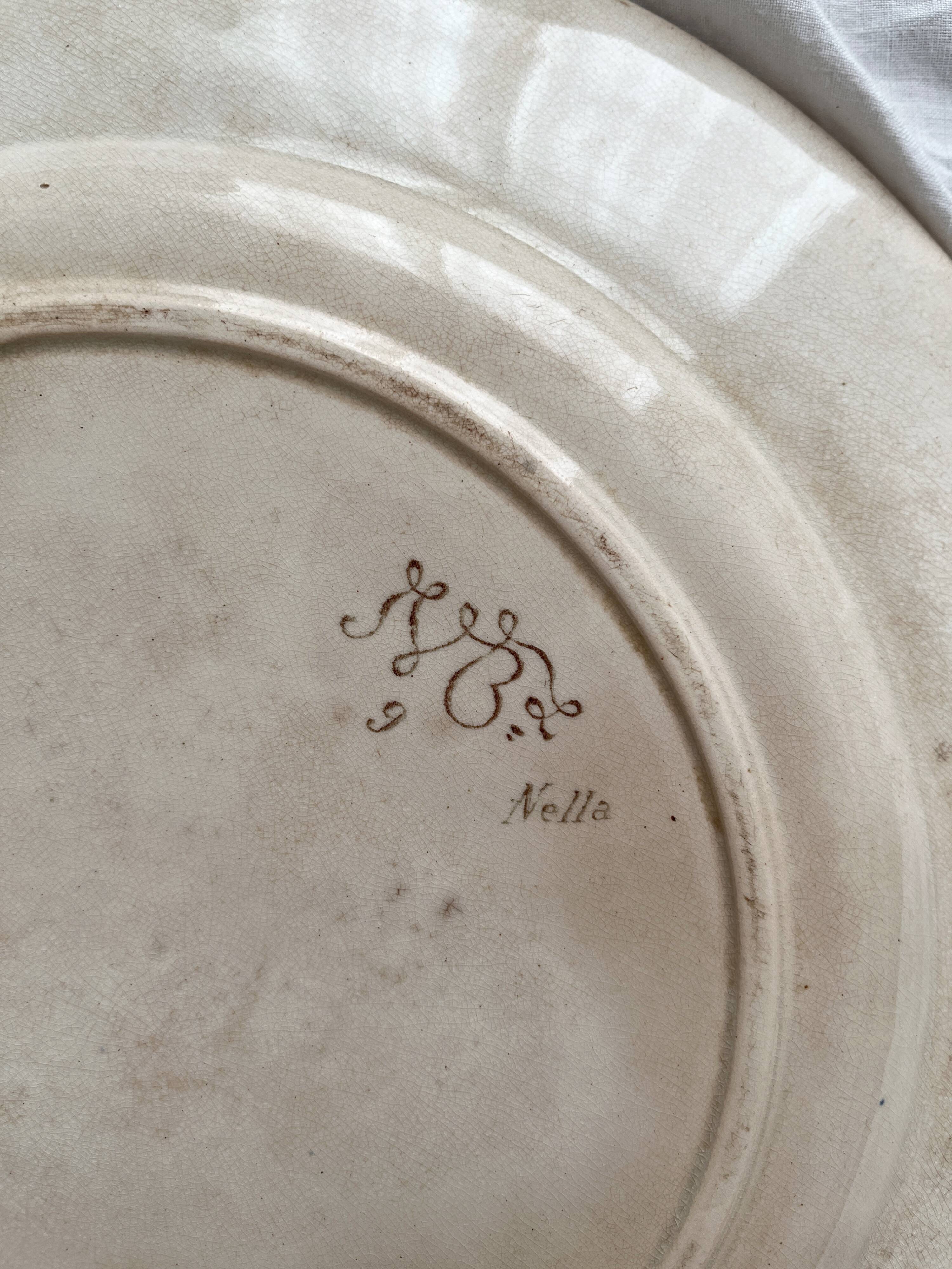 Plat rond polychrome "Nella" Jules Vieillard Bordeaux