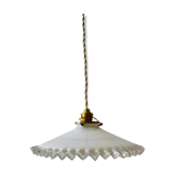 Vintage 50s serrated opaline pendant lamp