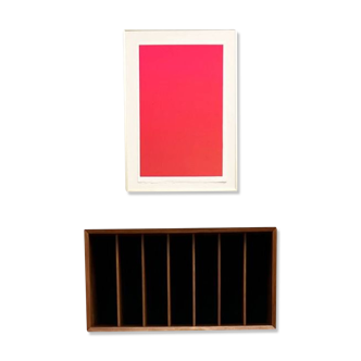 Mid Century Modern Shelf, Wall Mounted Shelf for Vinyls, Danish Design, Oak wood, 1960s