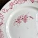 Creil & Montereau round dish in pink ironstone, "Centaurée" service