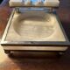 Art-deco ashtray - white stone and metal - made in France