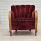 1960s, Danish armchair, cherry-red furniture velour.