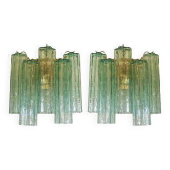 Contemporary green “tronchi” murano glass wall sconce