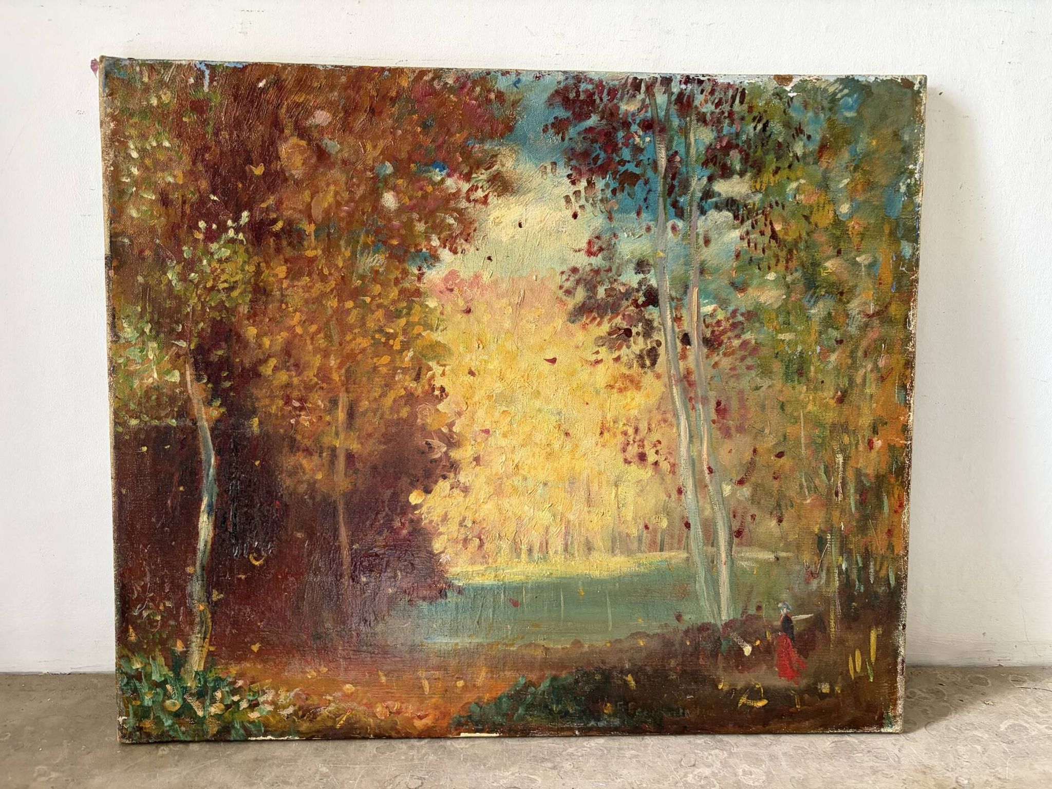 Paysage romantique, huile sur toile