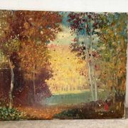 Paysage romantique, huile sur toile