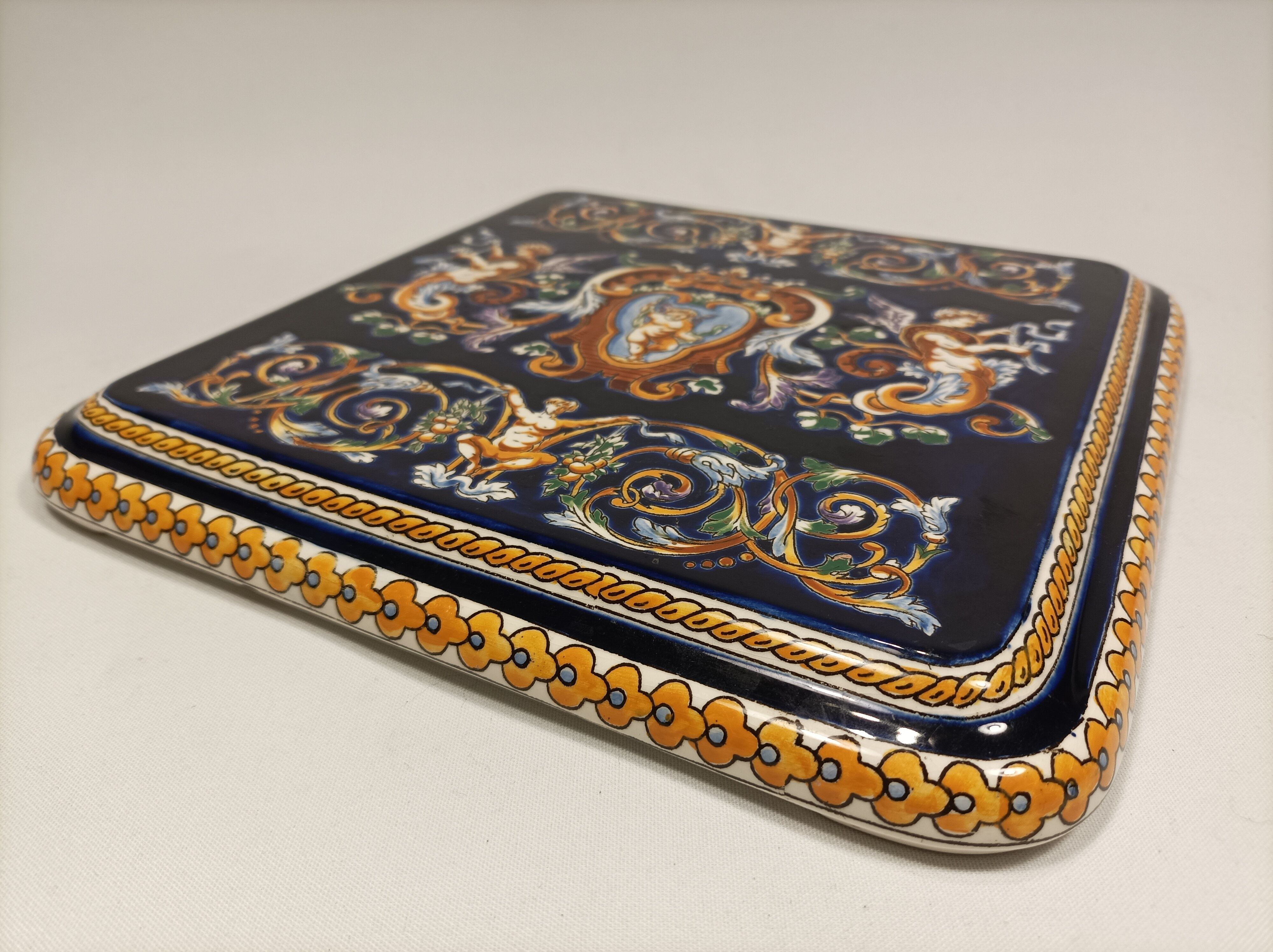 Gien square table mat renaissance make blue