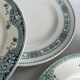 Lot 6 blue and green ironstone plates, antique French earthenware.