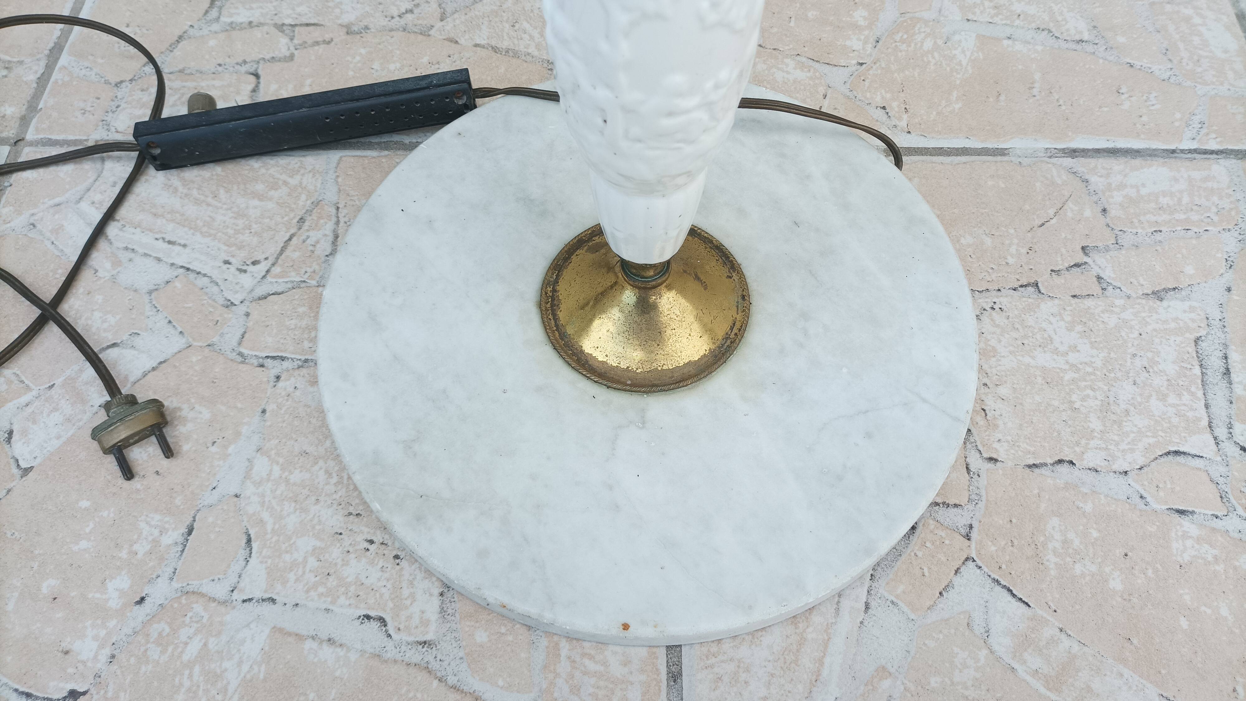 Halogen floor lamp from the 60s in marble ceramic and brass
