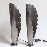 Pair of brushed steel lamps⎮60s, 70s