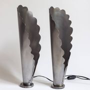 Pair of brushed steel lamps⎮60s, 70s