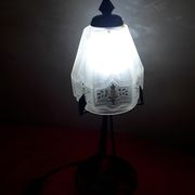 Wrought iron lamp and its opaque molded glass 1900 has 30 art deco electricity to the standard