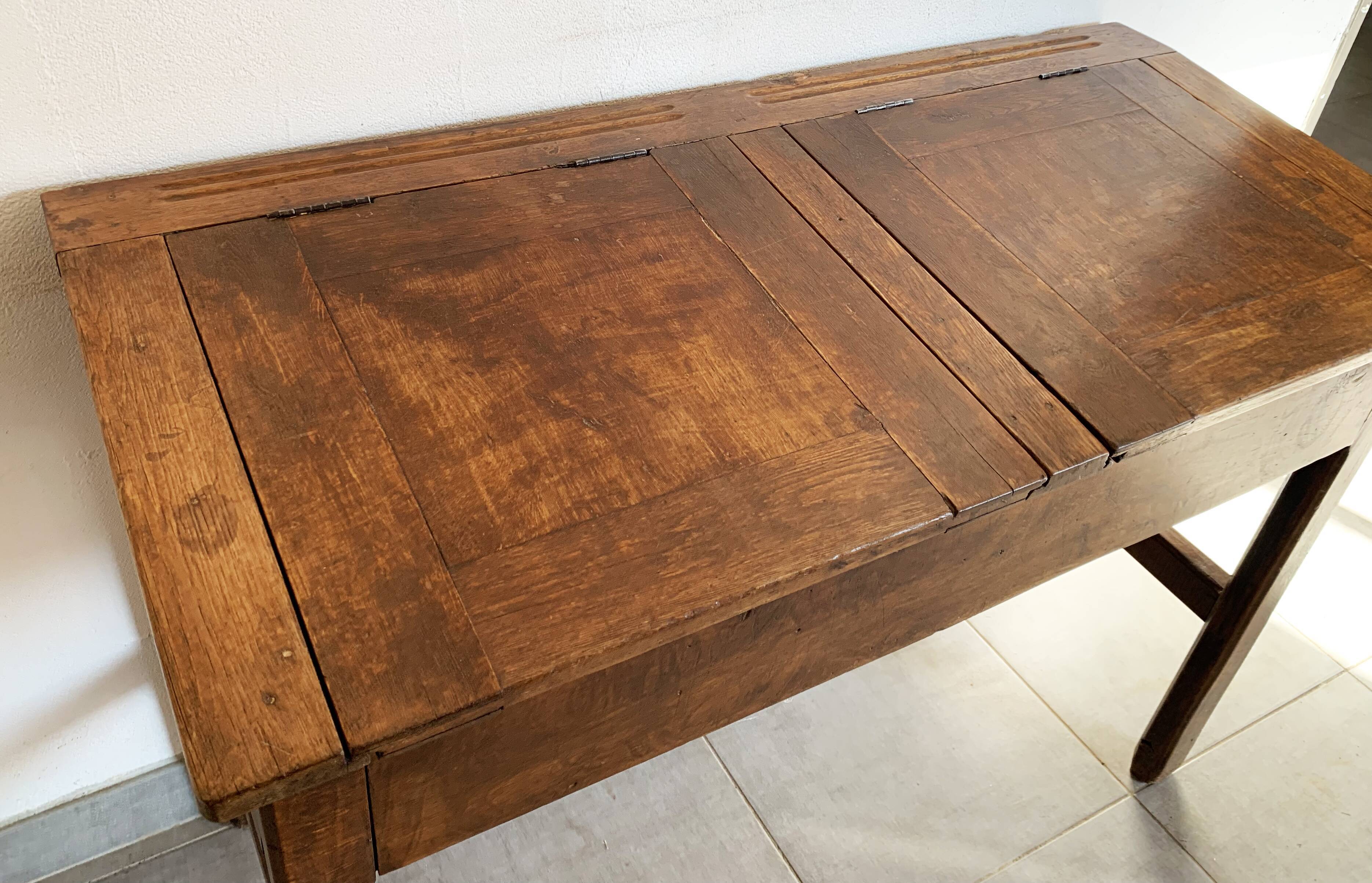 Adult desk double school vintage 50s-60s solid wood