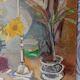 Contemporary floral composition signed