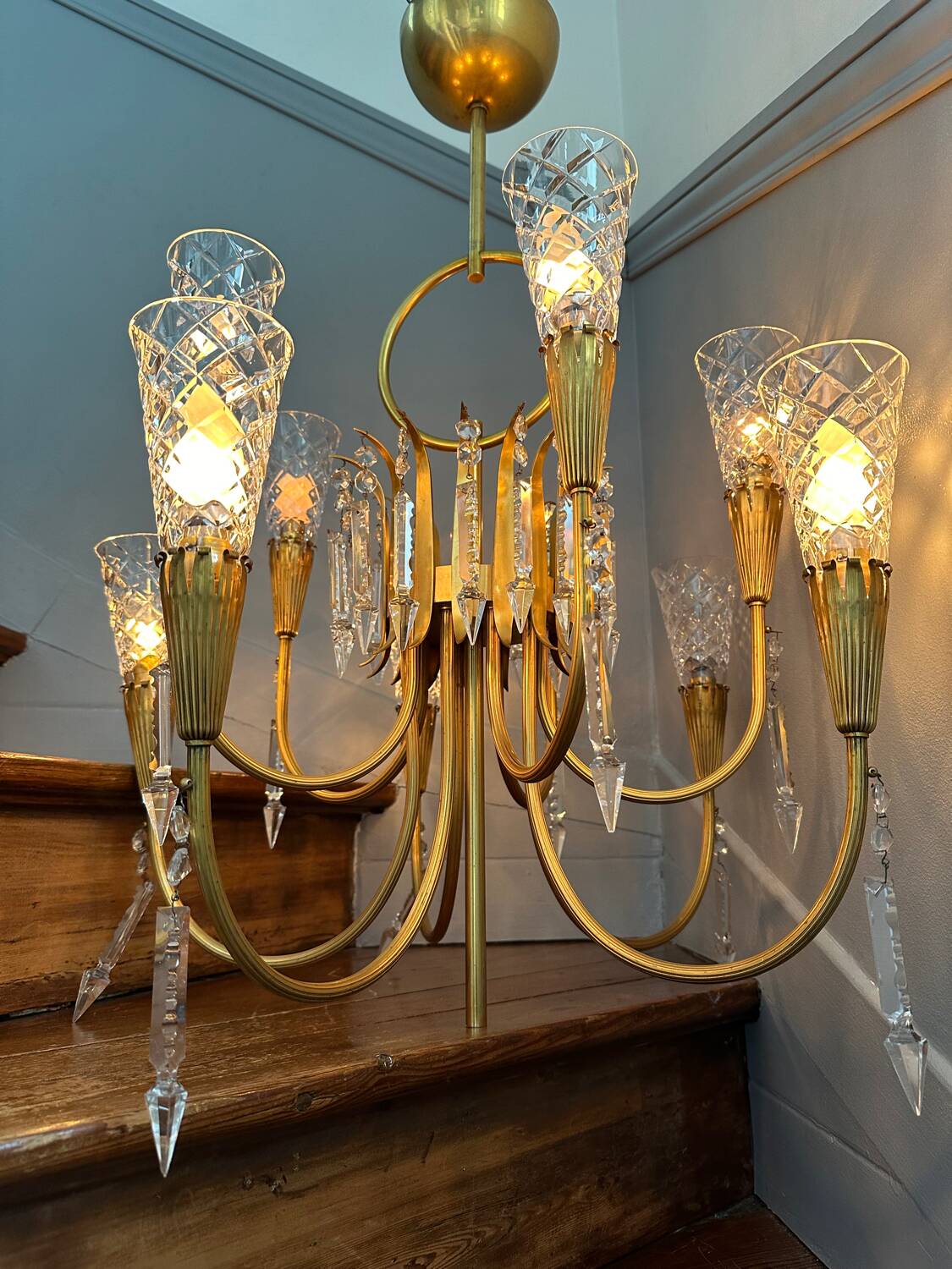 Vintage crystal pendant chandelier