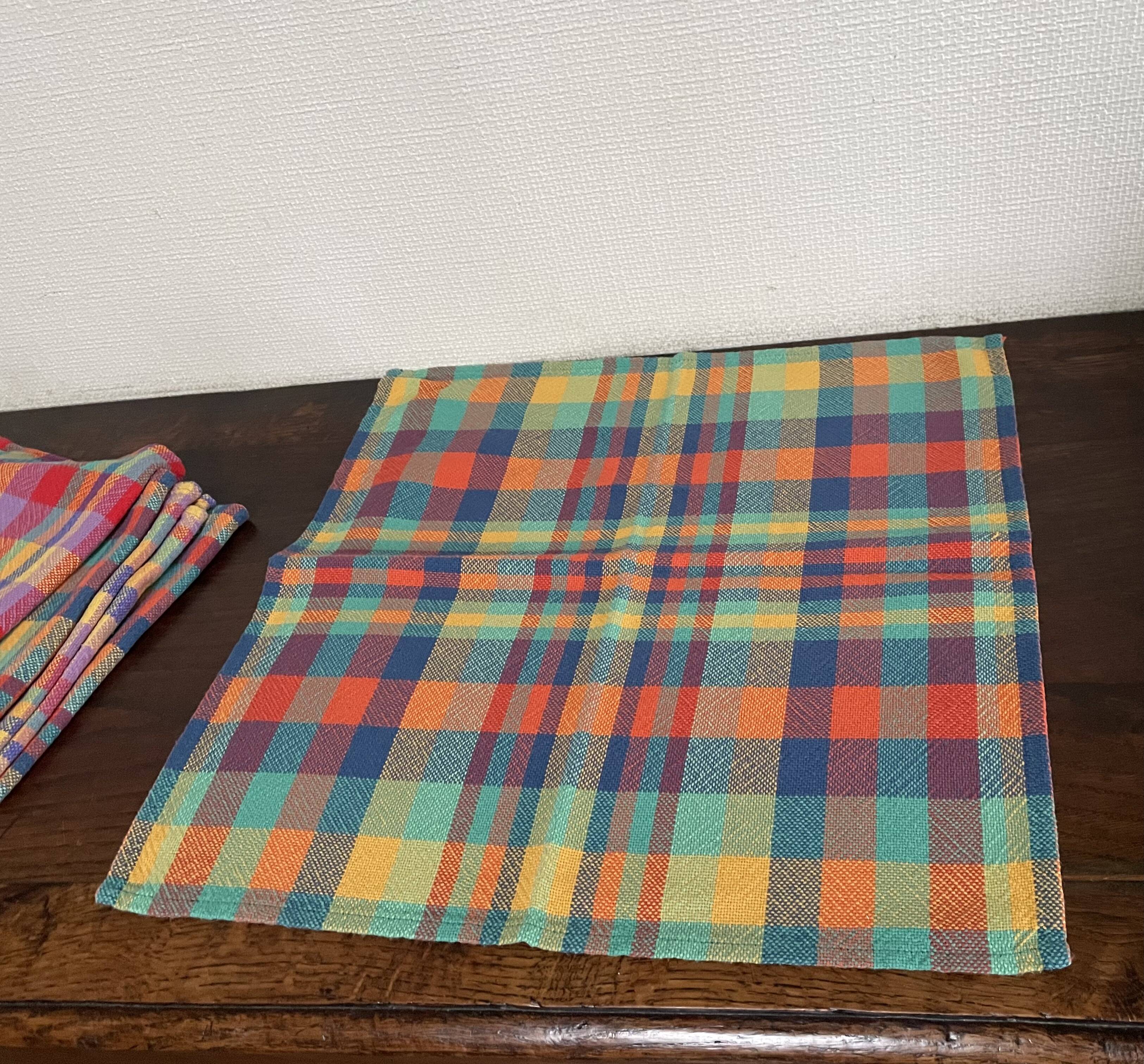Set of 8 madras cotton napkins