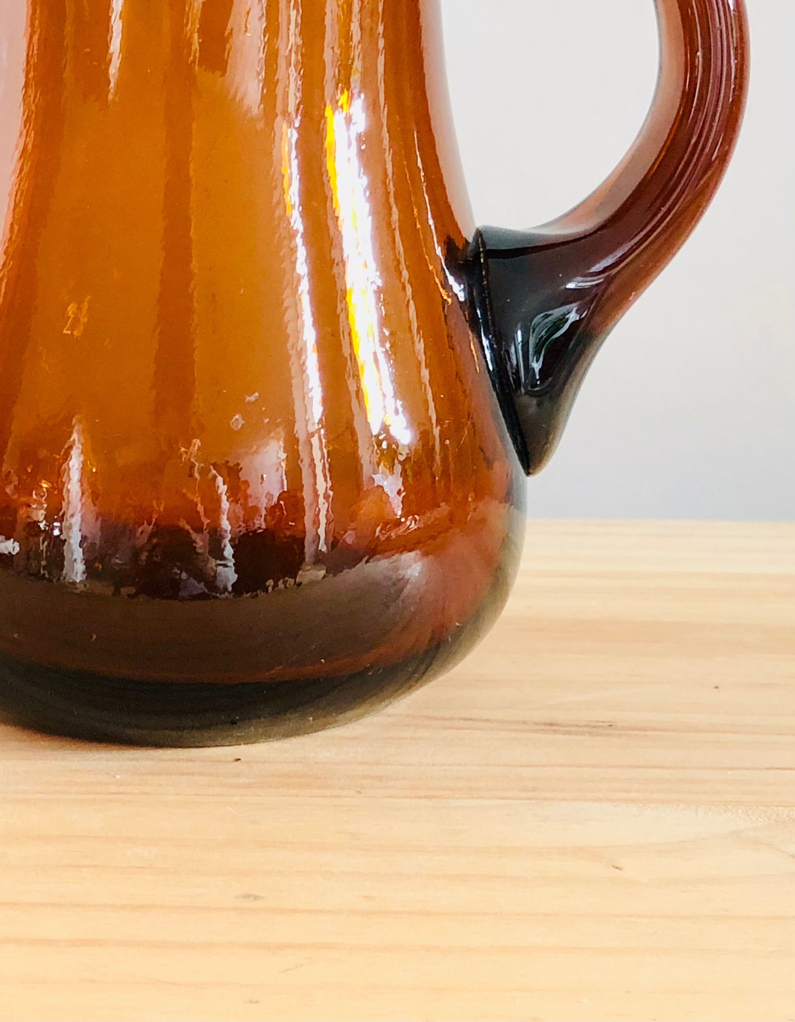 Vintage amber blown glass decanter