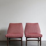 Couple of Italian midcentury modern design red armchairs 1950s