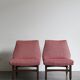 Couple of Italian midcentury modern design red armchairs 1950s