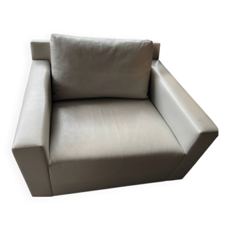 Fauteuil et repose-pieds Christian Liaigre en cuire