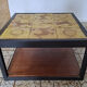 Low Table in Glazed Ceramic and Black Metal, Decorated with Stylised Birds
