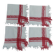 Set of four white and red damask thread napkins 27 X 29 cm