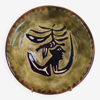 Enamelled earthenware plate by Jean Lurçat. 60s.