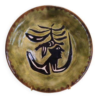 Enamelled earthenware plate by Jean Lurçat. 60s.