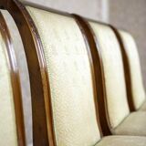 Antique Mahogany Chairs in White Upholstery, 1880, Set of 4