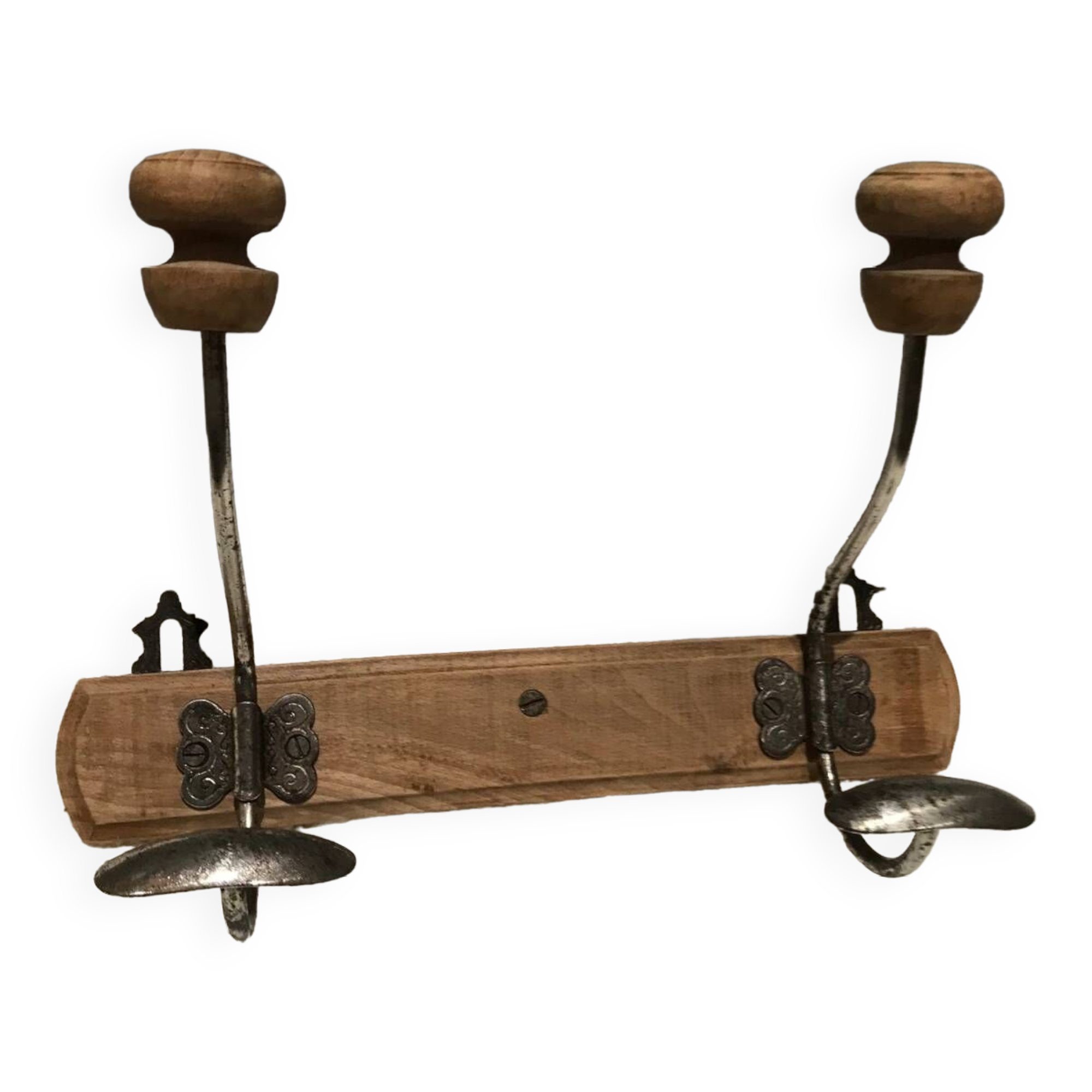 Wood and metal coat hook