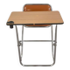 Vintage folding school desk with faux leather seat