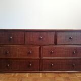 Chest of drawers braided rattan and wood