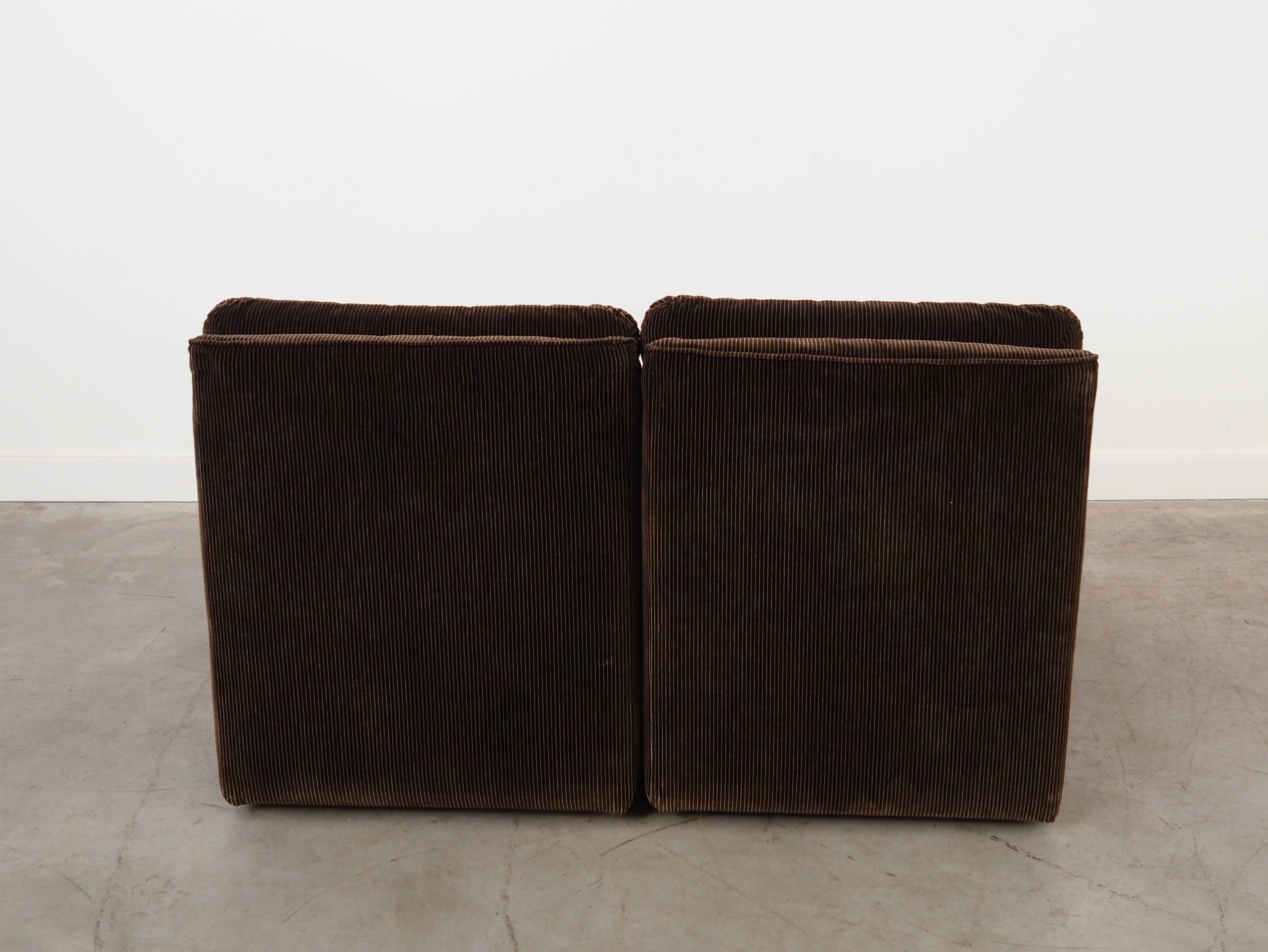 Brown modular sofa, Italian design, 1970s, manufactured by Busnelli