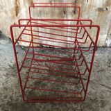Old Orange Metal Wire Bottle Rack Shelf 15 Slots Vintage #A636