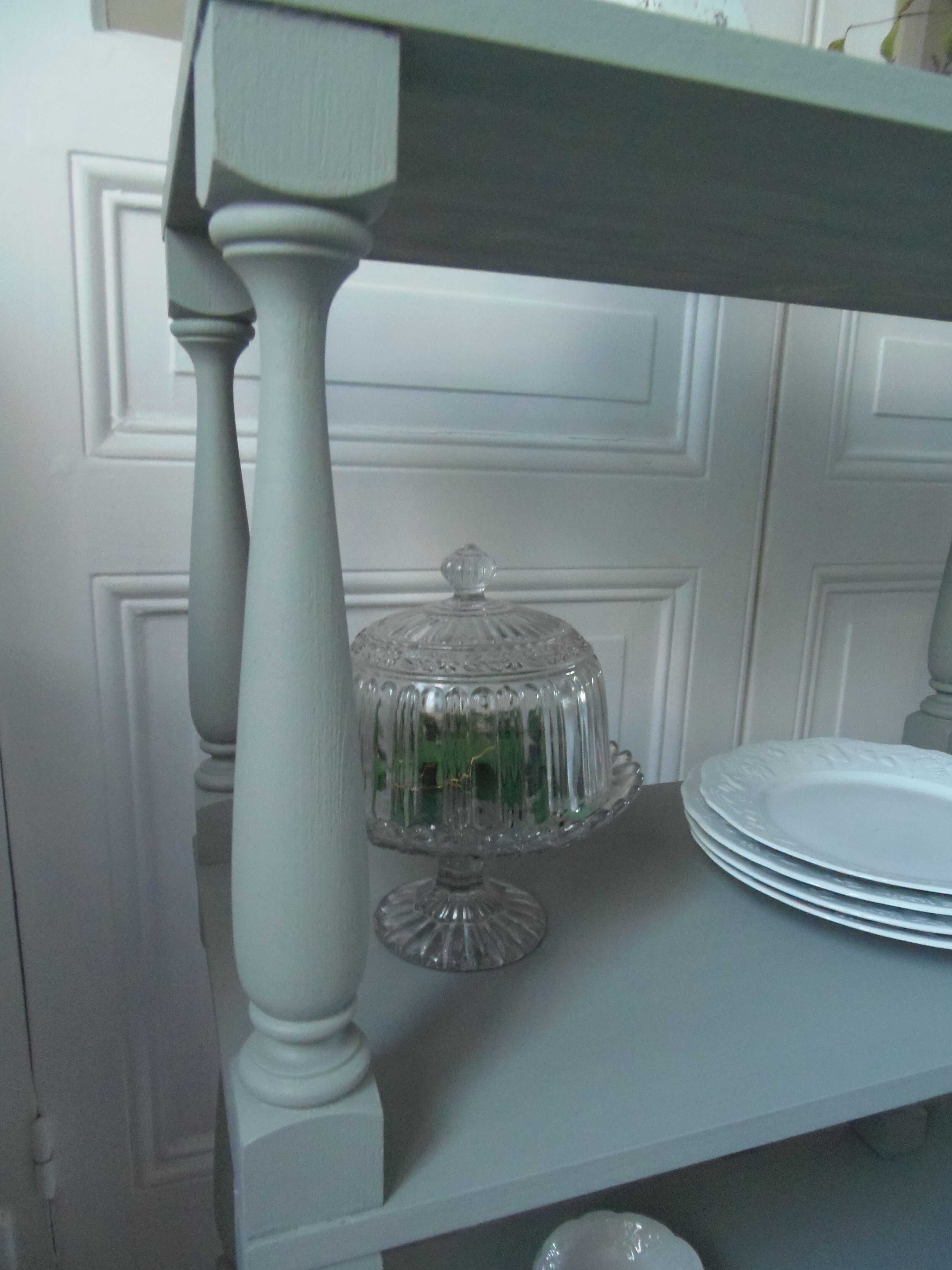 Console vintage 3 plateaux vert de gris
