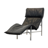 Black leather ‘skye’ chaise longue by Tord Björklund, Sweden 1970s