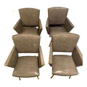 4 fauteuils skaï gris