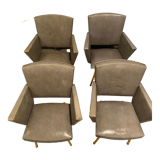 4 fauteuils skaï gris 60’s