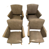 4 armchairs skaï grey 60's