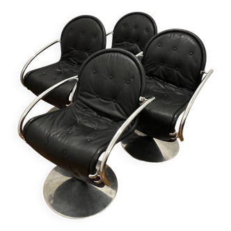 Set of 4 Verner Panton chairs, System 1-2-3 for Fritz Hansen.