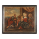 The Holy Family with saints, old painting from the 17th-18th century.