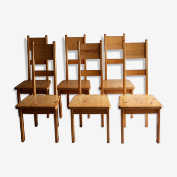 6 pine chairs by Roland Wilhelmsson for Karl Andersson & Söner, 1970