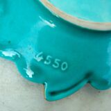 Empty cup pocket stylized leaf green ceramic enamelled verceram 1930 to 1940 n°4550