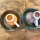 Pair of stoneware cups, vintage Japanese crafts