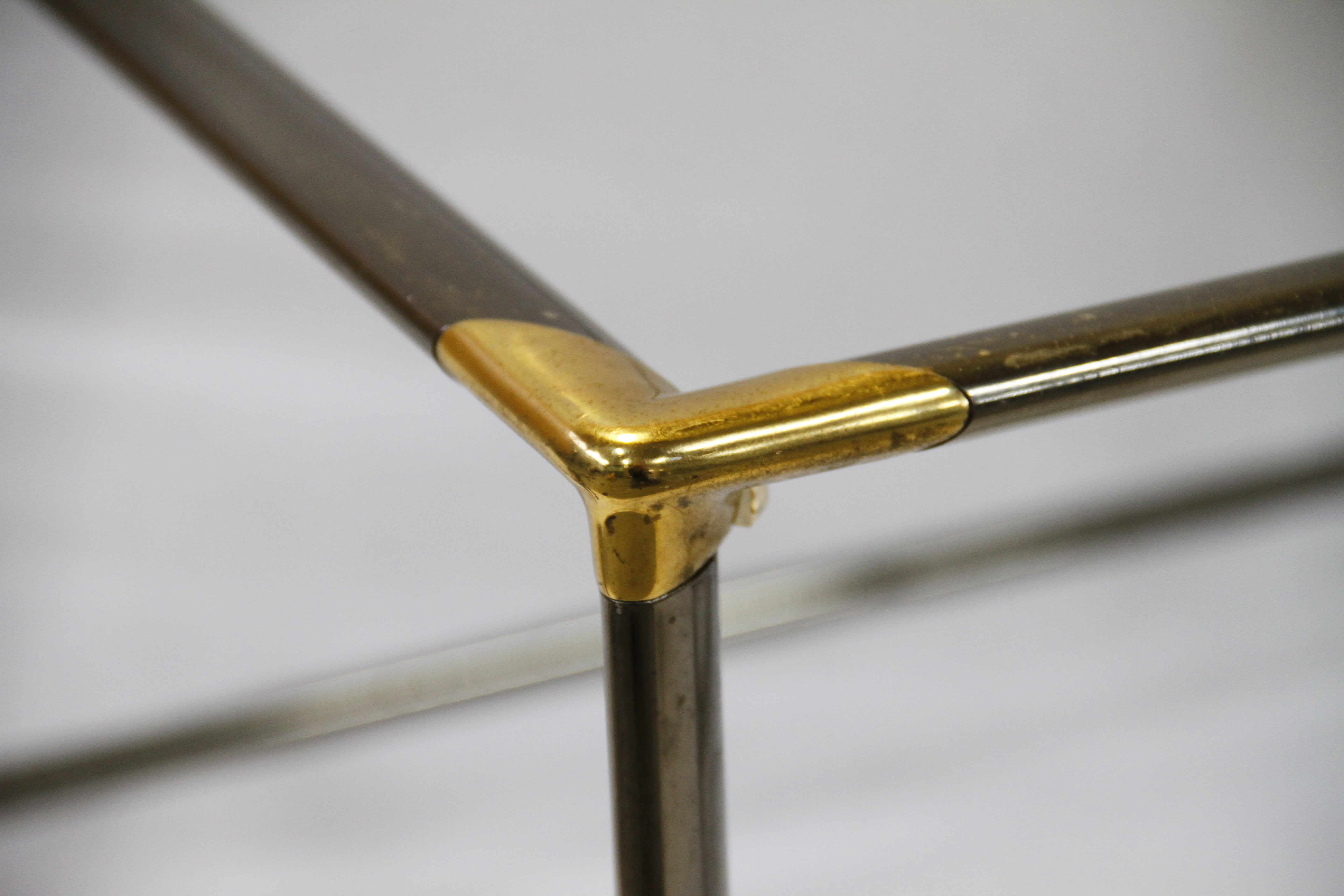 Silver and gilt metal side table with glass top, Italian, 1980s