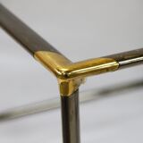 Silver and gilt metal side table with glass top, Italian, 1980s