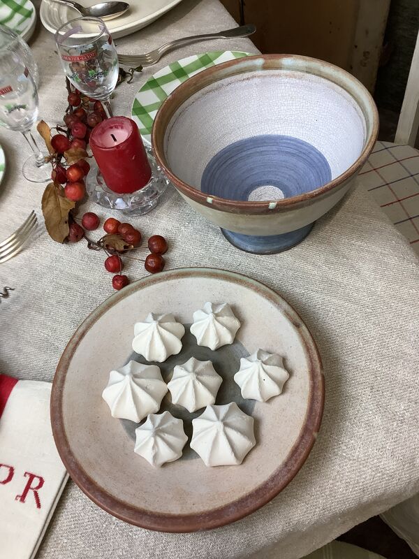 Duo coupe sur pied et assiette artisanale made in france Vallauris