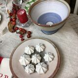 Duo of footed bowl and artisanal plate made in France Vallauris