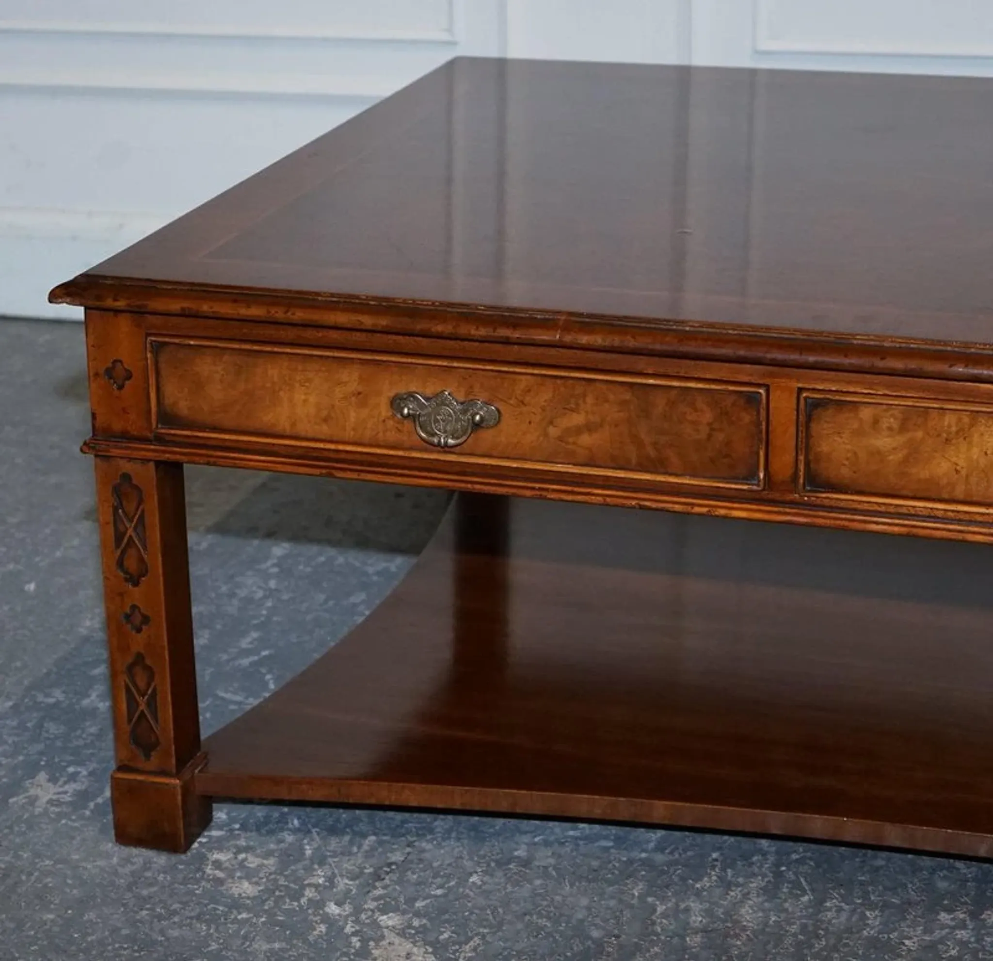 Large Georgian Coffee Table in Walnut Burr by Brights of Nettlebed London