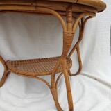 Rattan half-moon console
