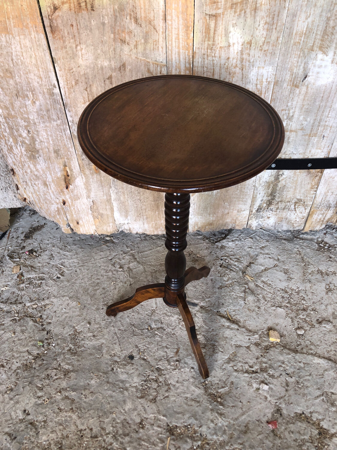 Sellette table appoint tripode bois tourné vintage